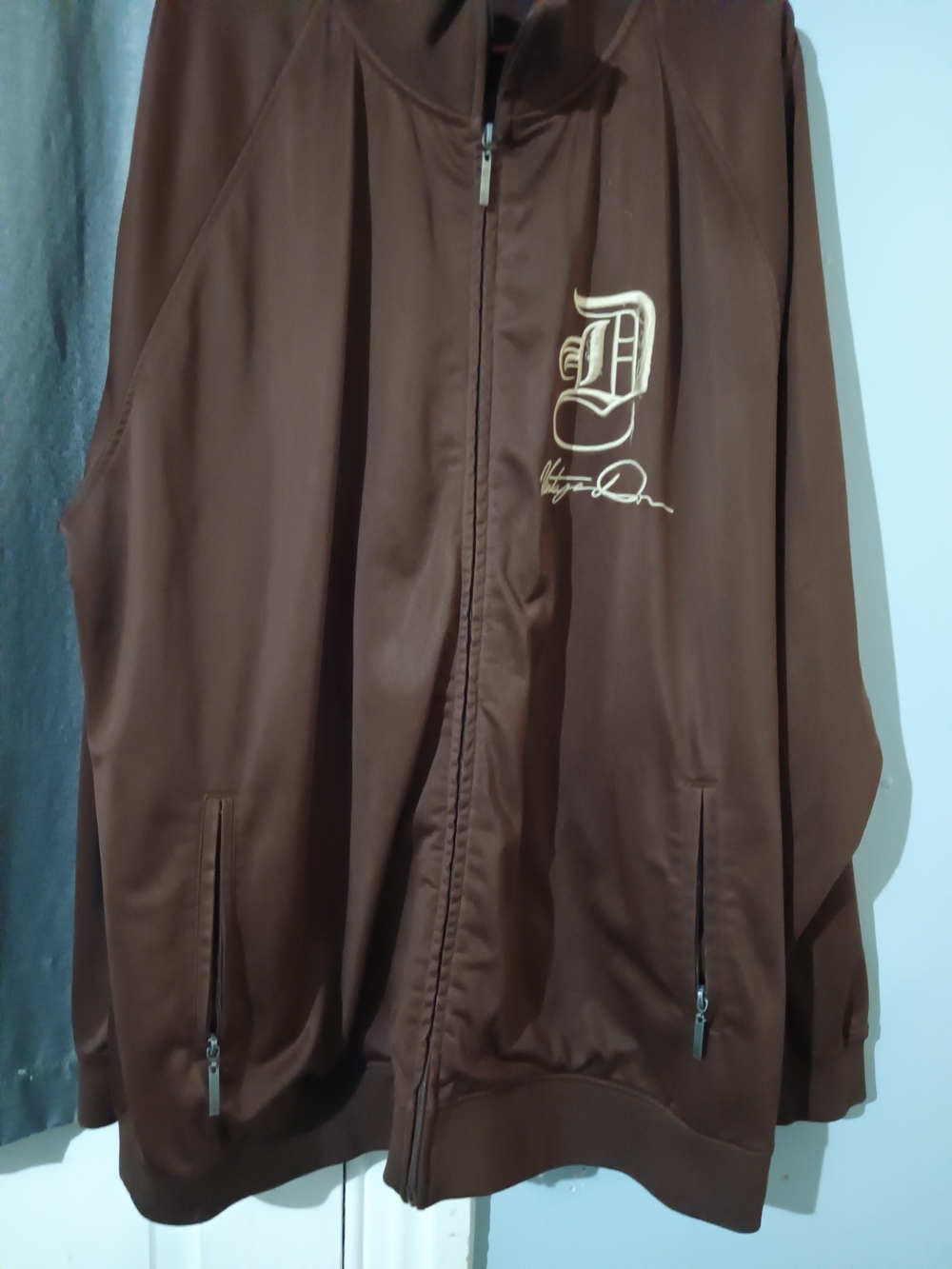 Vintage Brown Bomber Jacket with Embroidered Script